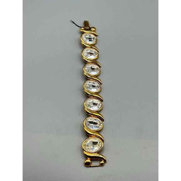 Napier 1990 Bracelet Book Piece Gold Plated Swarovski Crystals Hollywood Series - Picture 4 of 8